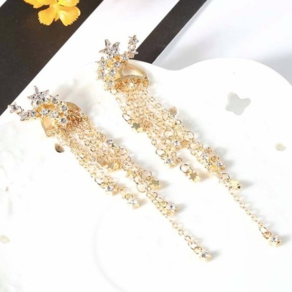 NWOT Free People Star Sparkle Dangle Earrings - Picture 2 of 2